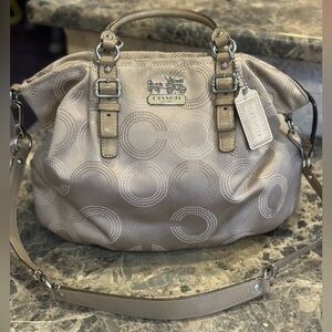 Coach Dotted Madison Beige Circle-Print Shoulder Bag